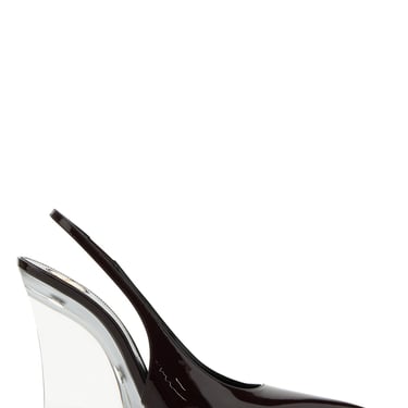 Saint Laurent Women Burgundy Leather Miller Wedges