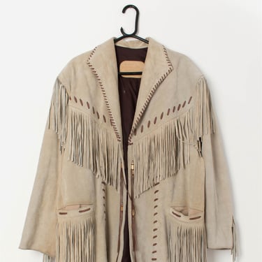 Vintage suede fringed jacket with snap button closure - Large / XL 