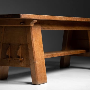 Oak Trestle Table by De Puydt