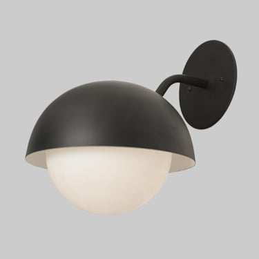 MCM Style Glass and Enameled Metal Shade Wall Lamp 