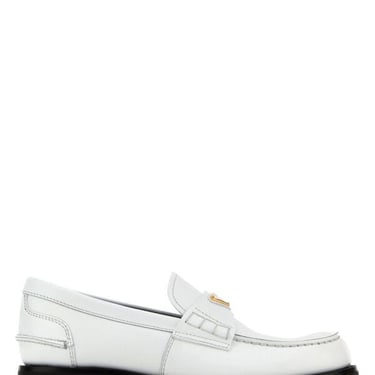 Prada Men White Leather Loafers