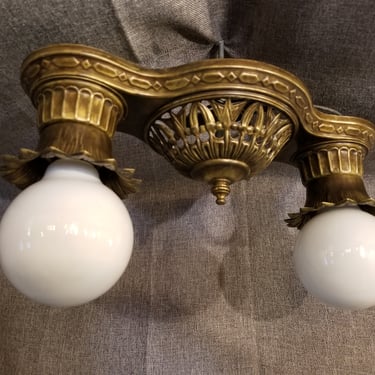 Antique Stamped Brass Bare Bulb Light