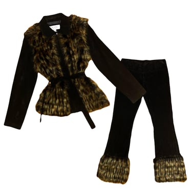 1990s Vintage Wilsons Leather Maxima Black Suede Faux Fur Set Size M/12 