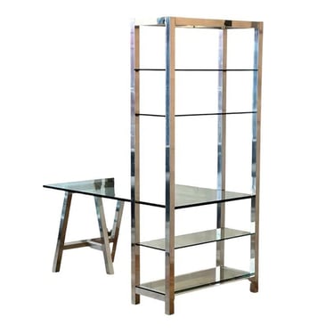 Chrome and Glass Desk/Etagere/Bookshelf, 1970