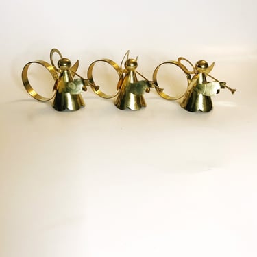 Vintage Silver Plated over Brass Angel Napkin Holders Rings Set Of 4 Christmas 