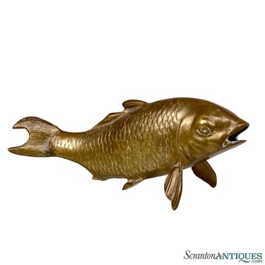 Vintage Chinese Koi Carp Fish Brass Figural Sculpture