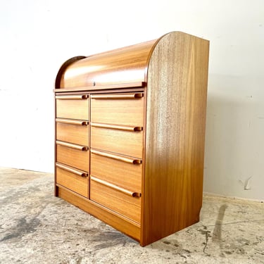 Vintage Danish Modern Teak Secretary Desk with File Drawers 