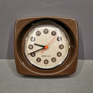 Vintage Wall Clock Gorenje made in Yugoslavia in 70's, Space Age Brown Clock, Mid Century Brown Clock 