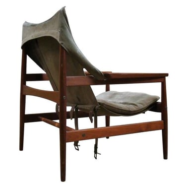 X - - SOLD - VINTAGE Hans Olsen Antelope Chair for Viskadalens Mobler in Original Suede Leather