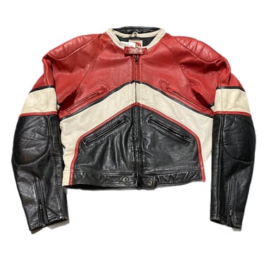 (M) Red/White/Black Spartan Leather Jacket 071522 RK