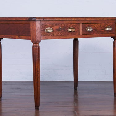 1930s French Art Deco Tiger Oak Writing Desk 