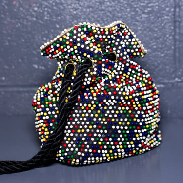 Vintage 1960s Colorful Bead Handbag 