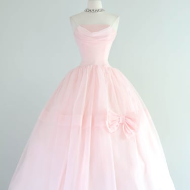 Dreamy 1950's Pink Cinderella Ballgown With Bow / XS