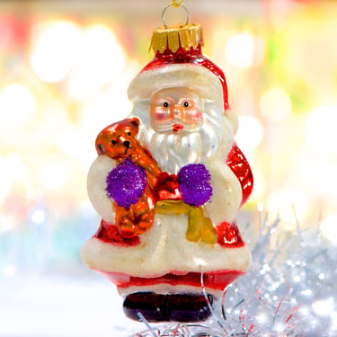 VINTAGE: 1980s - Mercury Glass Santa Ornament - Blown Figural Glass Ornament - Christmas - Holiday - SKU 30-403-00033400 