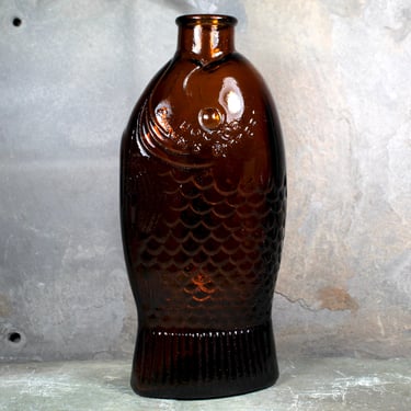 Dr. Fisch's Bitters Bottle Millville New Jersey - Brown Glass Figural Bottle - Fish Shaped Bottle - Wheaton Glass Company 
