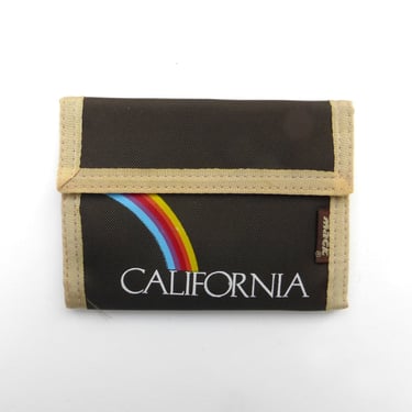 Nylon Wallet Vintage 1980s Rainbow California Wallet Brown Rainbow Print 