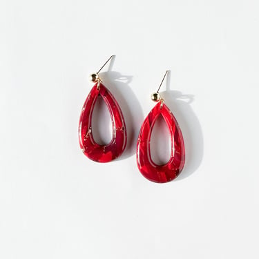 Dainty Red Polymer Clay Earrings, Lightweight Statement Jewelry, Minimalist Loop Earrings, Valentines Gift | LUPITA in cranberry 