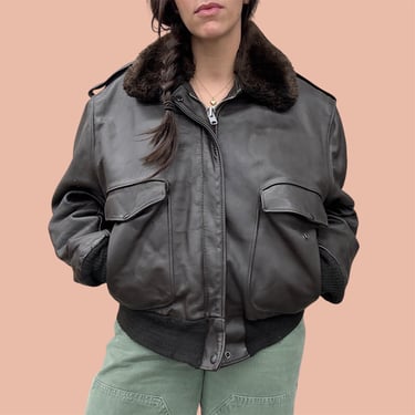 Vintage Schott Flight Jacket 1970s Bomber + Size 50 + 674 + Dark Brown + Leather + NYC + Aviator + Faux Shearling Collar and Lining + USA 