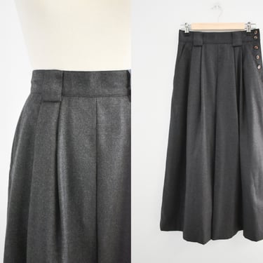 1980s/90s Gray Wool Pleated Midi Skirt 