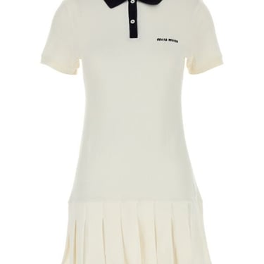 Miu Miu Women Ivory Piquet Polo Dress