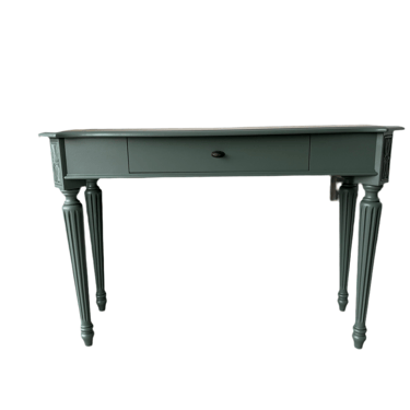Green Entry Table with Wood Inlay Top Whitewashed