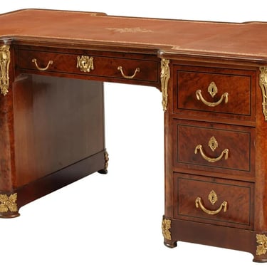 Desk, Pedestal, Ormolu-Mounted, Bronze Dore Mounts, Vintage / Antique, 20th C.!