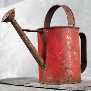 Antique Rusty Watering Can | Red Watering Can | Small Watering Can | Antique Garden 