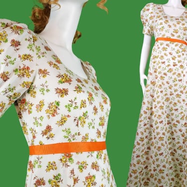 Handmade 70s prairie dress. Adorable puff sleeves & floral print. Cottage core deluxe! (Size S) 