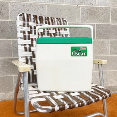 Vintage Coleman Cooler Retro 1980s Oscar + Ice Chest + 5274 + Insulated + 16 Quarts + Green and White Color + Portable + Outdoors + Storage 