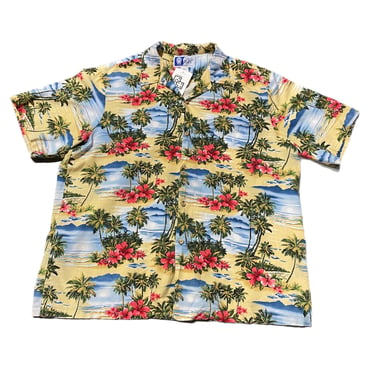 (XL) Pink Flower/Palm Tree RJC Hawaiian Shirt 070622 RK