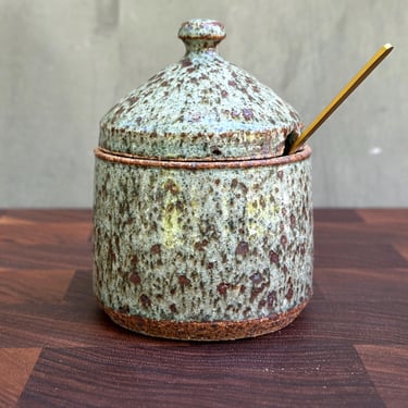Ceramic Salt Cellar with Lid and Spoon Opening 