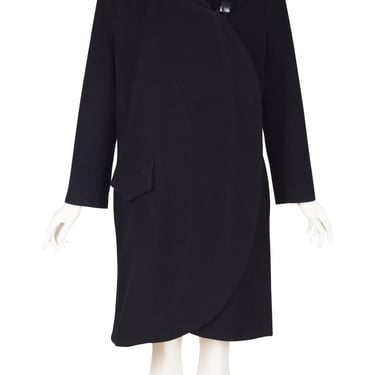 Sonia Rykiel 1980s Vintage Black Wool Shawl Collar Coat Sz L XL 