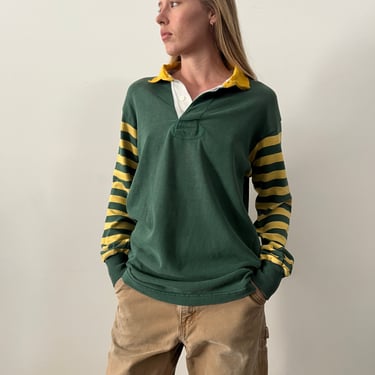 Green Striped Sleeve Rugby Jersey