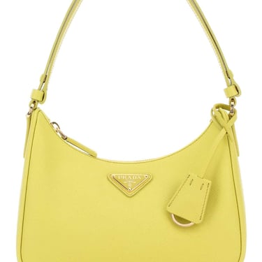 Prada Women Acid Green Leather Mini Prada Re-Edition Shoulder Bag