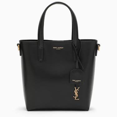 Saint Laurent Black Leather Mini Shopping Bag In Box Women