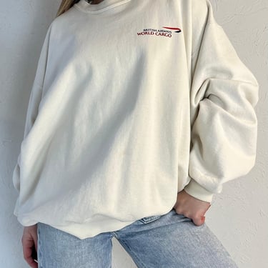 90s ‘JERZEES’ White British Airways Crew Neck Sweatshirt / XL 