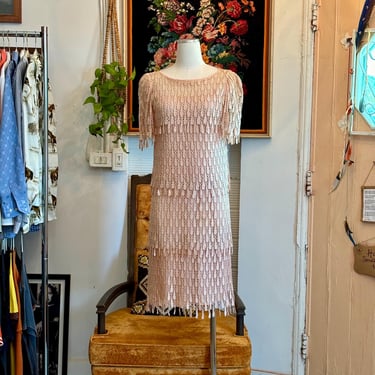 vintage 20's style dress ballet pink flapper gatsby fringe dress 