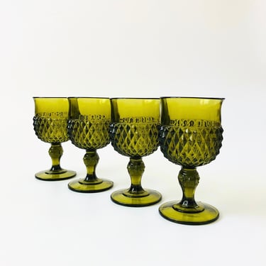 Green Hand-Blown Glass Wine Glasses Set of 6, 1960s — Select Modern