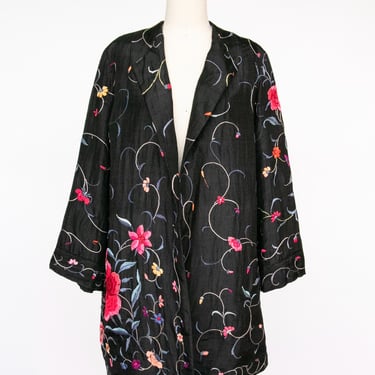 1920s Chinese Embroidered Floral Jacket Deco 