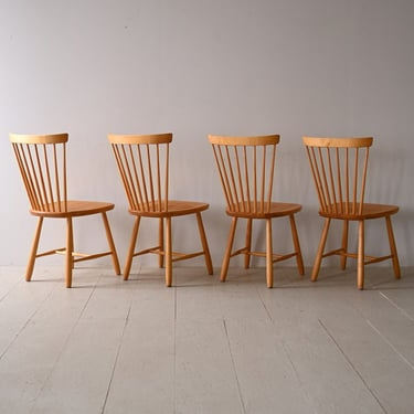 Set of 4 Carl Malmsten 'Lilla Aland' Vintage Scandinavian Dining Chairs 