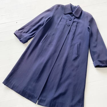 1940s Midnight Blue Wool Swing Coat 