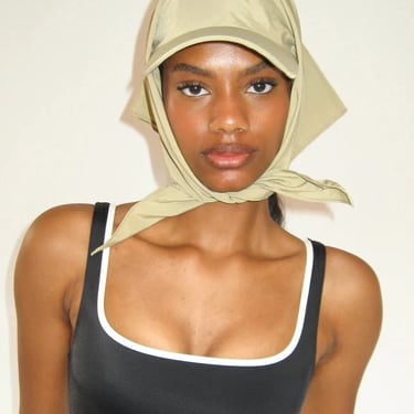 Brimmed Swim Scarf in Beige