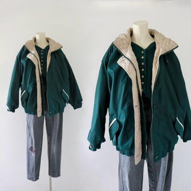 hunter green puff jacket - vintage 90s y2k womens insulated dark green oversized puffer parka winter coat 