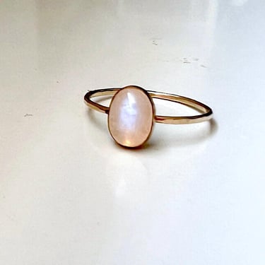 Oval Rainbow Moonstone Stacking Ring in 14k Goldfilled  on Dainty Band 