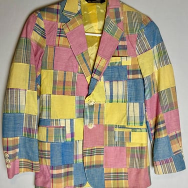Vintage 1970s Boy’s Madras Patchwork Sports Coat/Blazer - 
