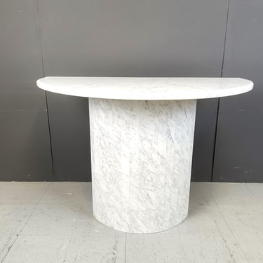 Large vintage white marble console table Italy, 1970s - vintage marble console - marble console table - hall table 