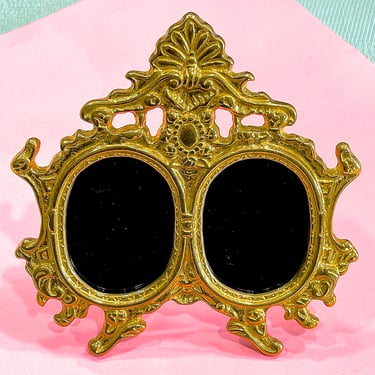 VINTAGE: Small Ornate Brass Double Frame - Standing Frame - Decorative Crafts Inc - Home Decor 