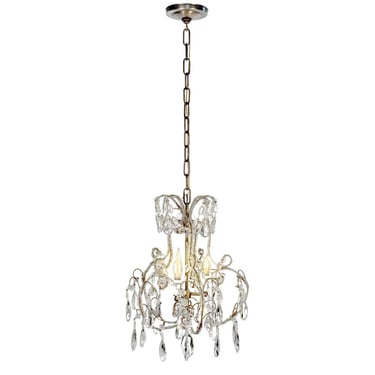 Antique French Crystal 3 Light Chandelier with Floret Details