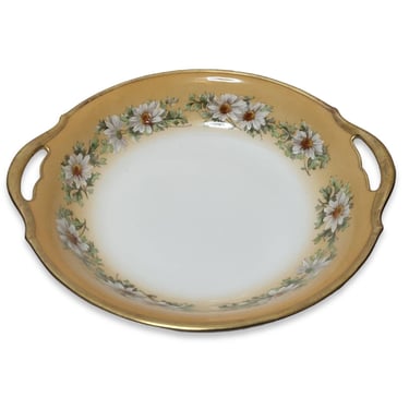Antique T&V Limoges France Daisy Chain Bowl, Gold Double Handle Charger, 9.5