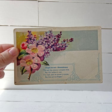 Vintage 1900's Victorian Forget Me Not Remebrance Postcard // Postcard Collector // Perfect Gift 